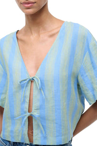 Ava Linen Top in Seaport Stripe