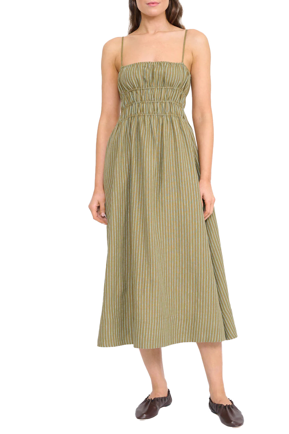 Ayla Linen Dress in Porto Stripe