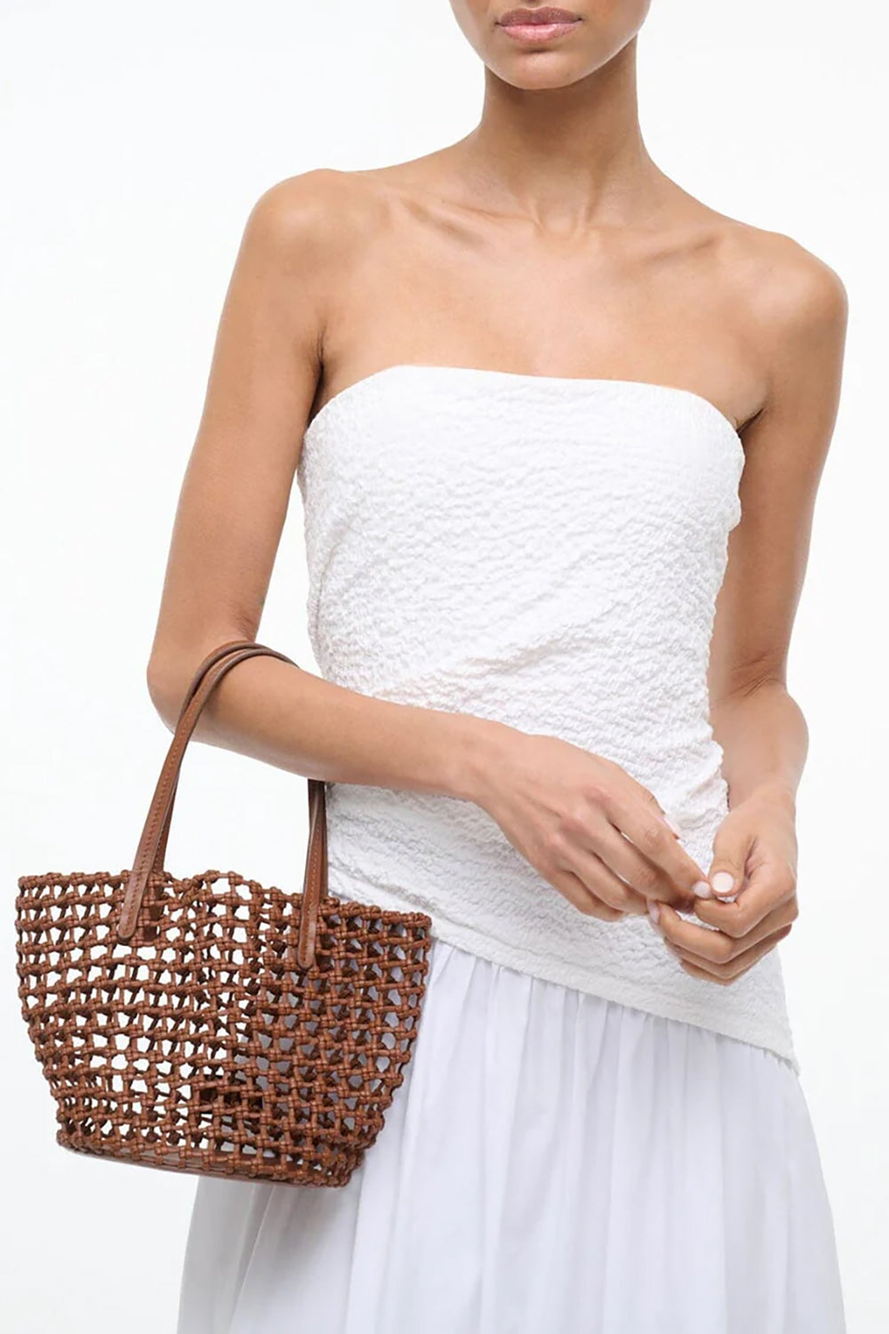 Caro Bucket Bag in Tan Woven