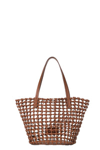 Caro Bucket Bag in Tan Woven