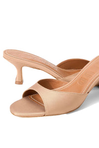 Brigitte Satin Mule in Cashew