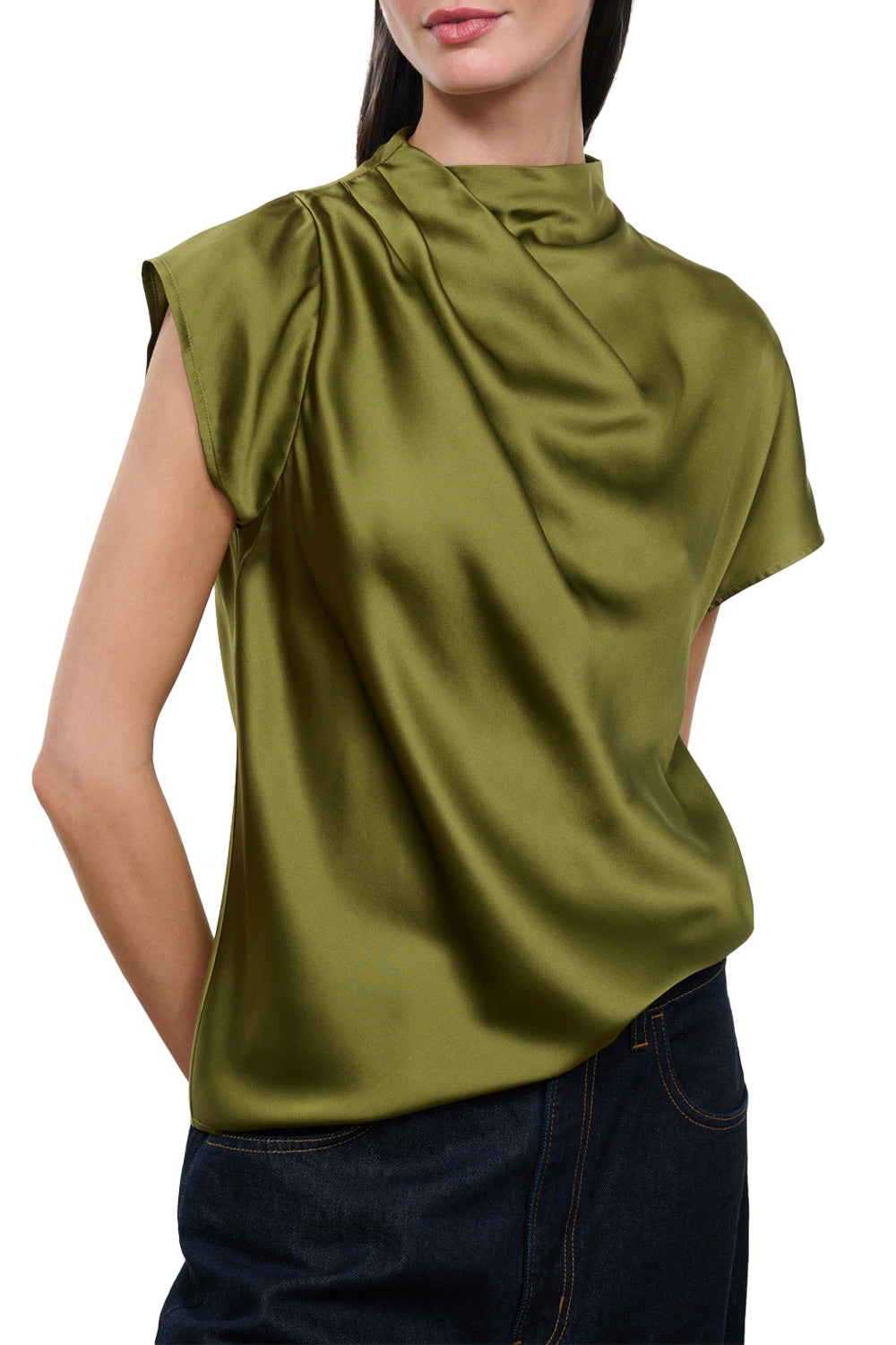 Davina Silk Top in Pear
