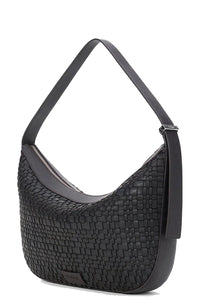 Large Demy Shoulder Bag in Espresso Woven Leather