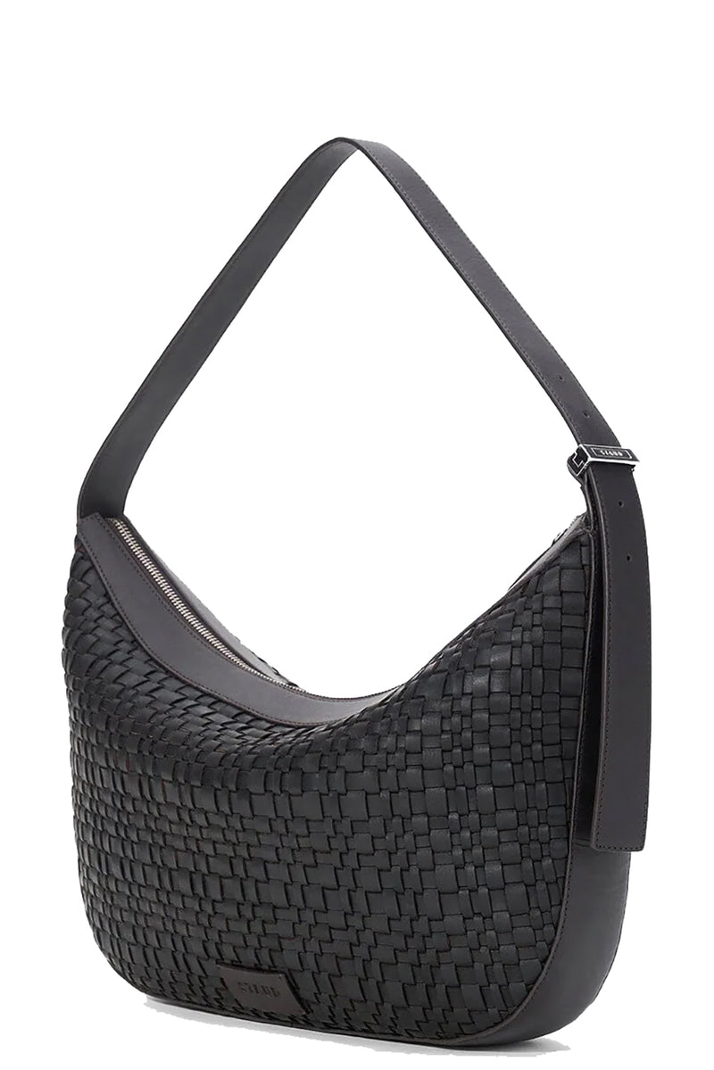 Large Demy Shoulder Bag in Espresso Woven Leather