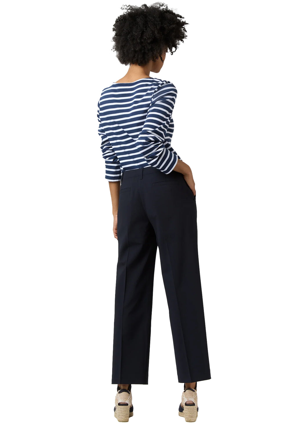 Frankie Cropped Pant in Navy Bi-Stretch Tropical Wool