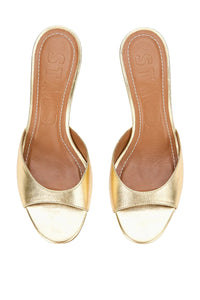 Brigitte Mule in Gold Leather