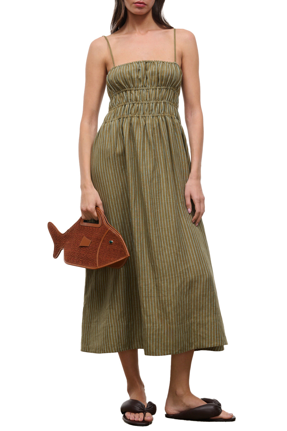 staud linen dress Valencia An allover floral print gives it a soft STAUD, Grazia Linen Dress in