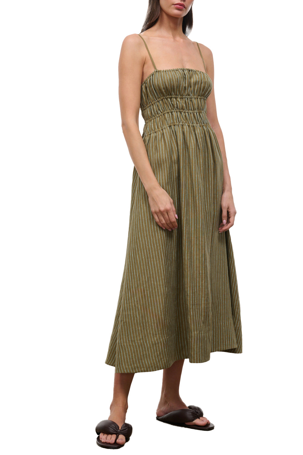 Ayla Linen Dress in Porto Stripe