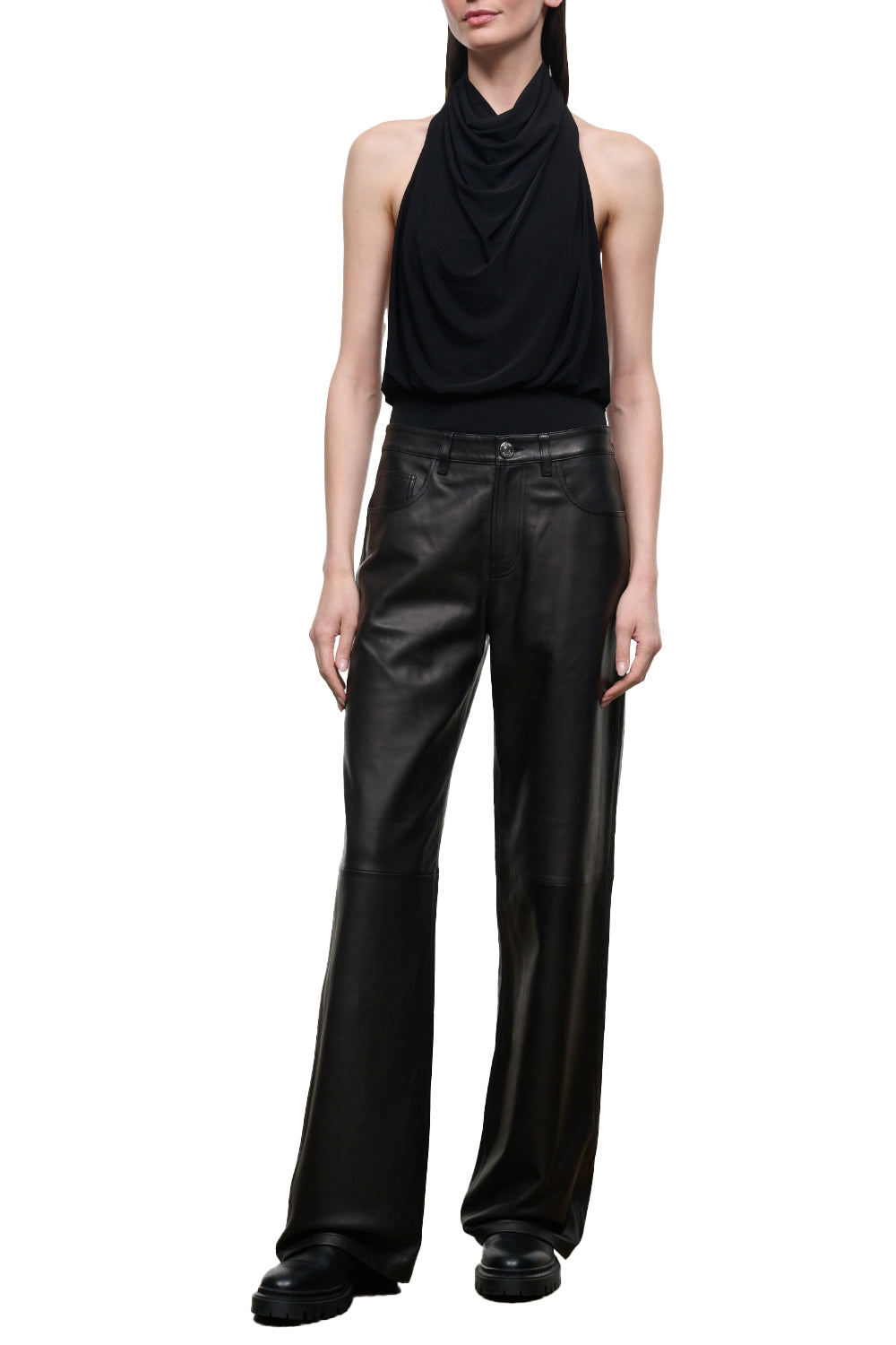 Gus Leather Pant in Black