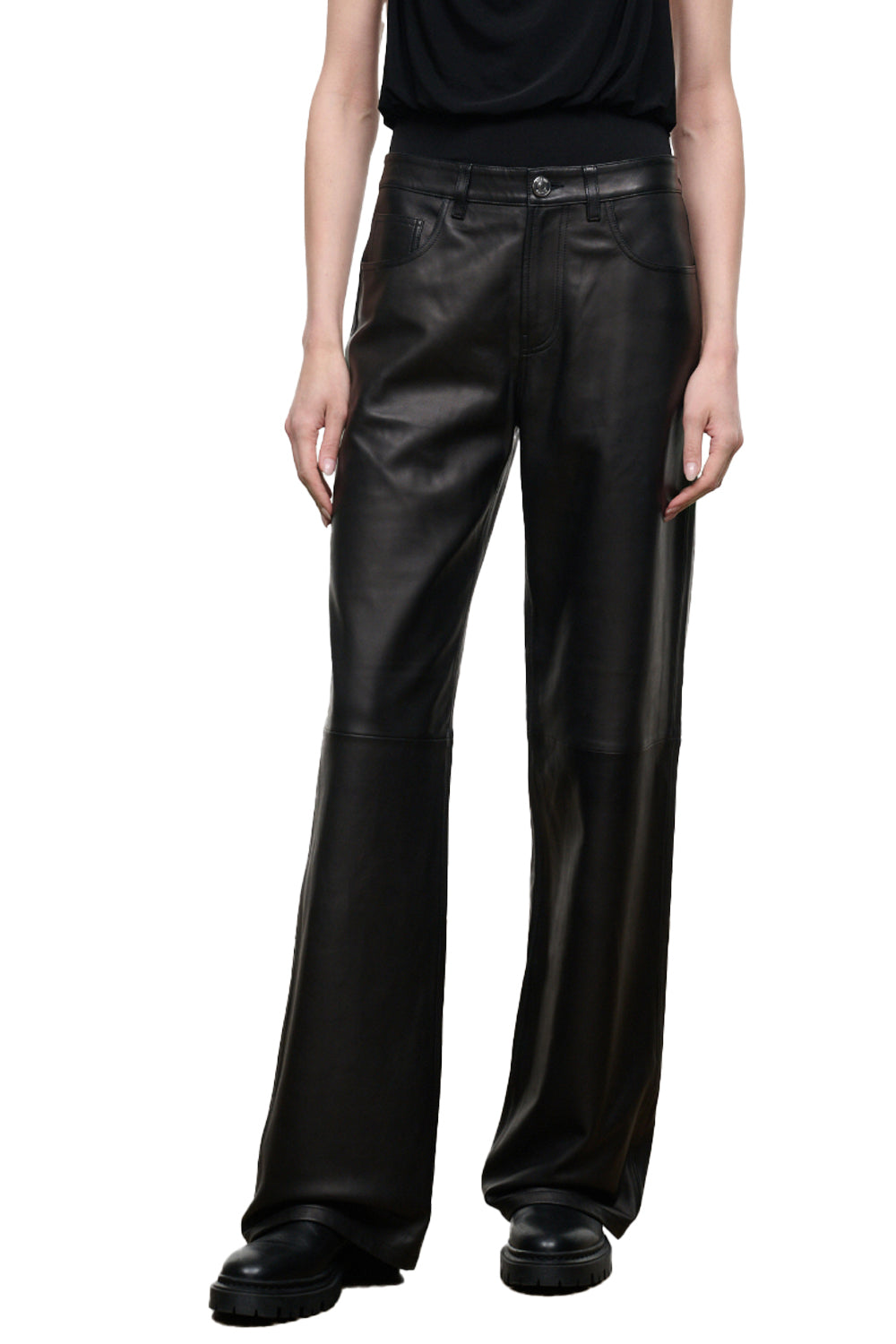 Gus Leather Pant in Black
