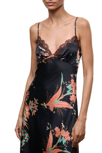 Lara Silk Dress in Tapestry Noir