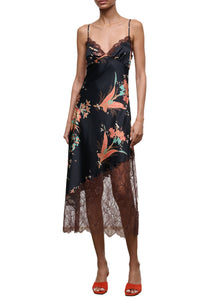 Lara Silk Dress in Tapestry Noir