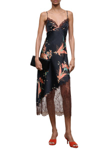 Lara Silk Dress in Tapestry Noir