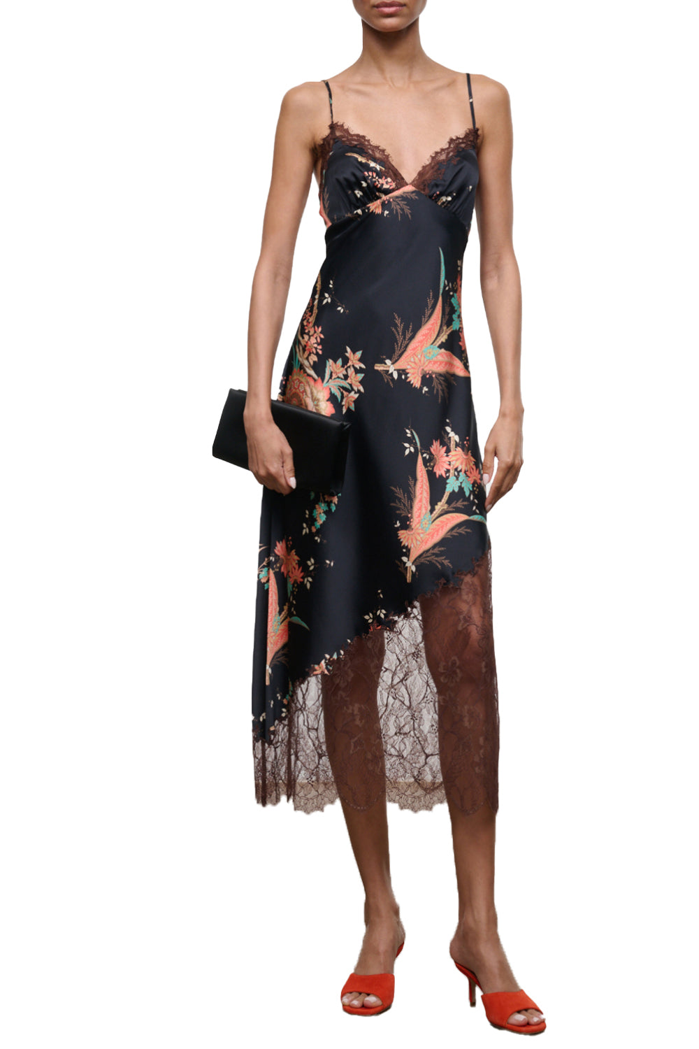 Lara Silk Dress in Tapestry Noir