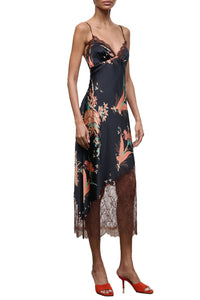 Lara Silk Dress in Tapestry Noir