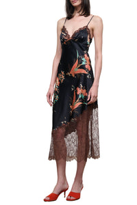 Lara Silk Dress in Tapestry Noir