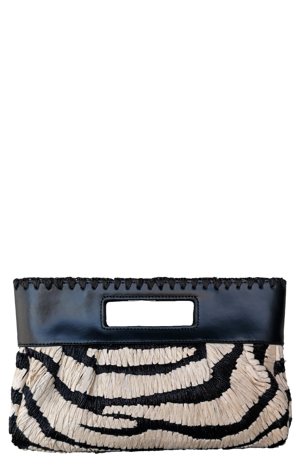 Lena Clutch in Zebra Raffia