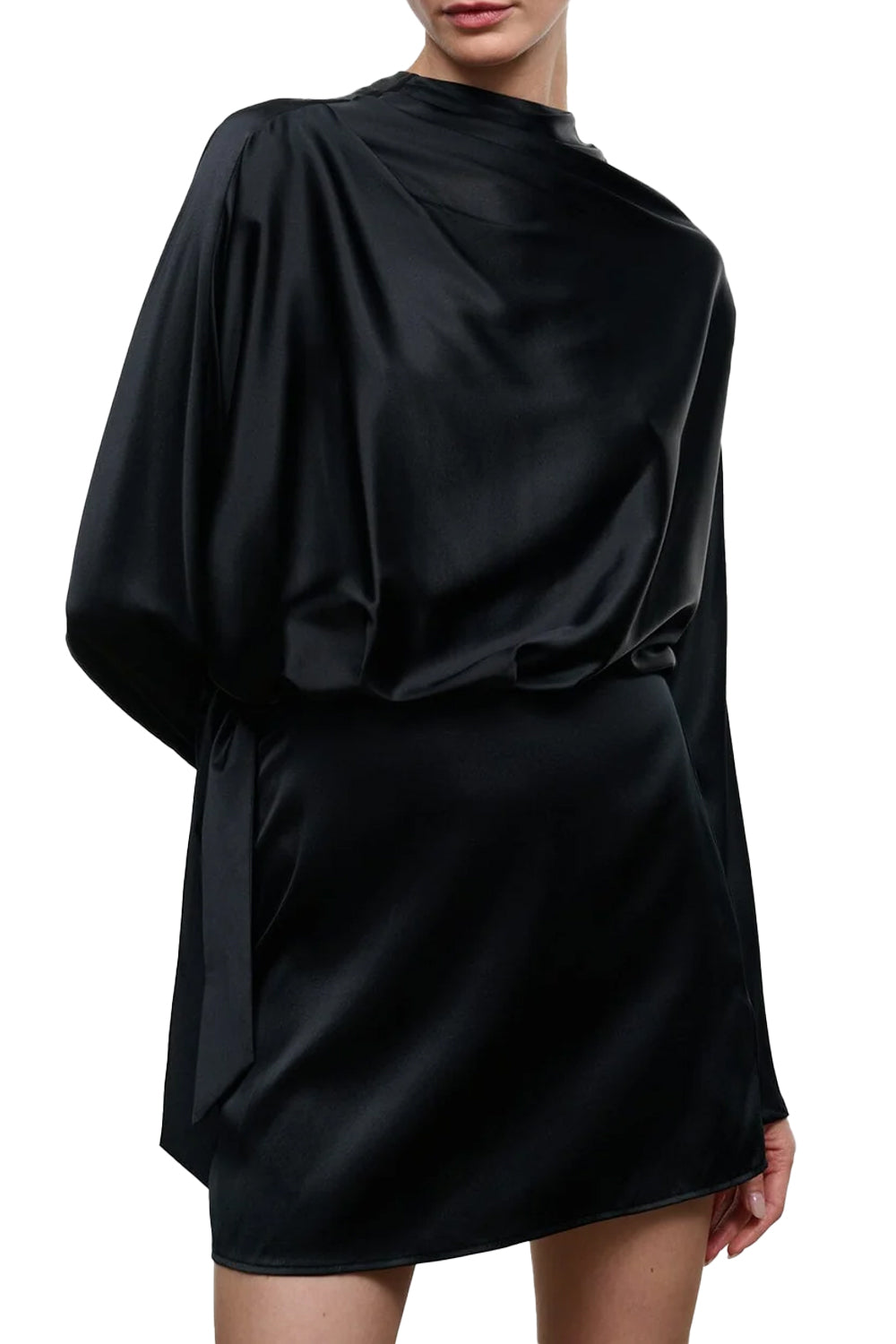 Phoebe Silk Mini Dress in Black