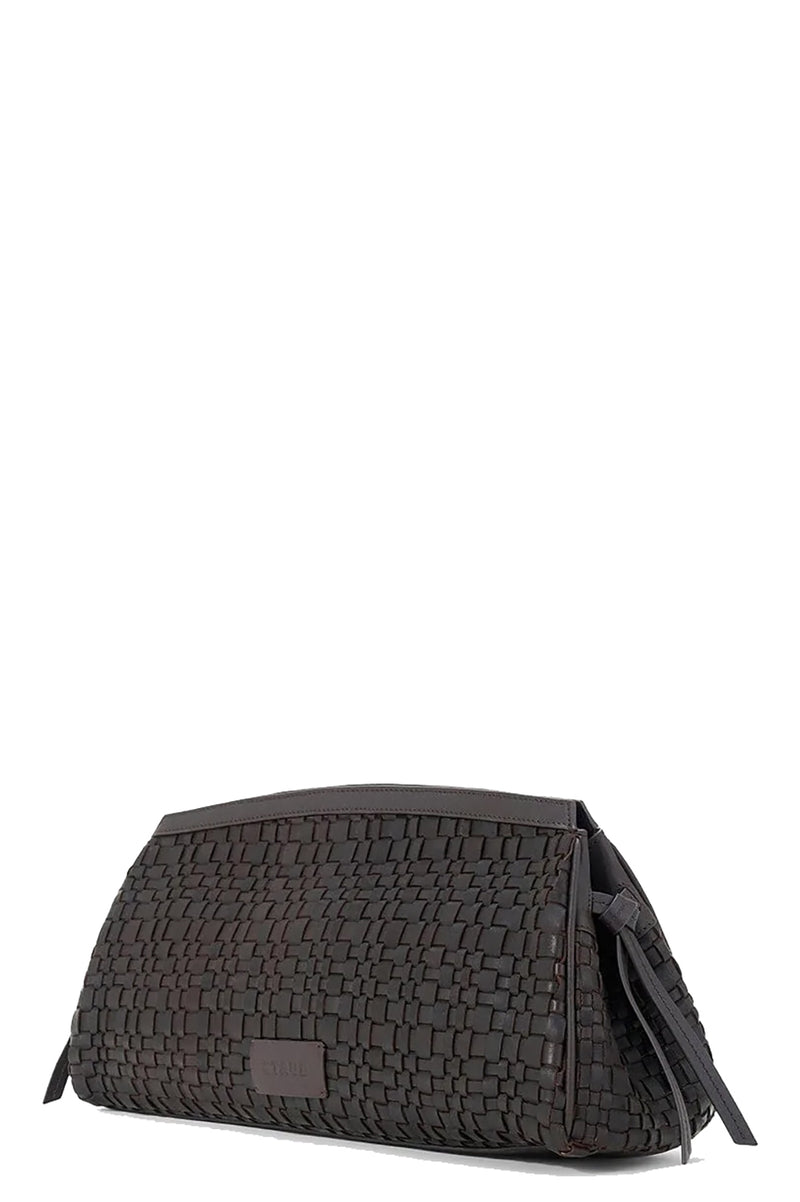 Maude Soft Clutch in Espresso Woven Leather
