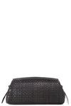 Maude Soft Clutch in Espresso Woven Leather