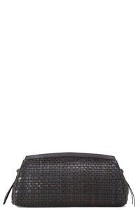 Maude Soft Clutch in Espresso Woven Leather
