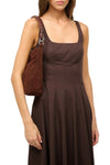Mel Shoulder Bag in Mahogany Suede