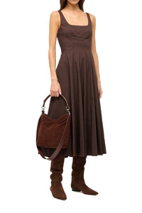 Mel Shoulder Bag in Mahogany Suede