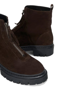 Miles Zip Ankle Boot in Espresso Suede