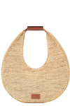 Large Raffia Moon Bag in Natural Tan