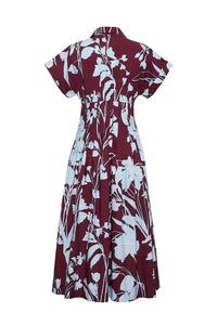 Nash Midi Dress in Botanic Maroon