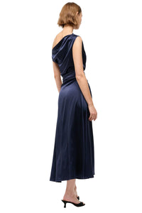 Phare Silk Dress in Navy