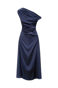 Phare Silk Dress in Navy