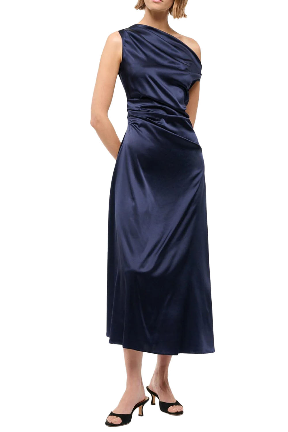 Phare Silk Dress in Navy