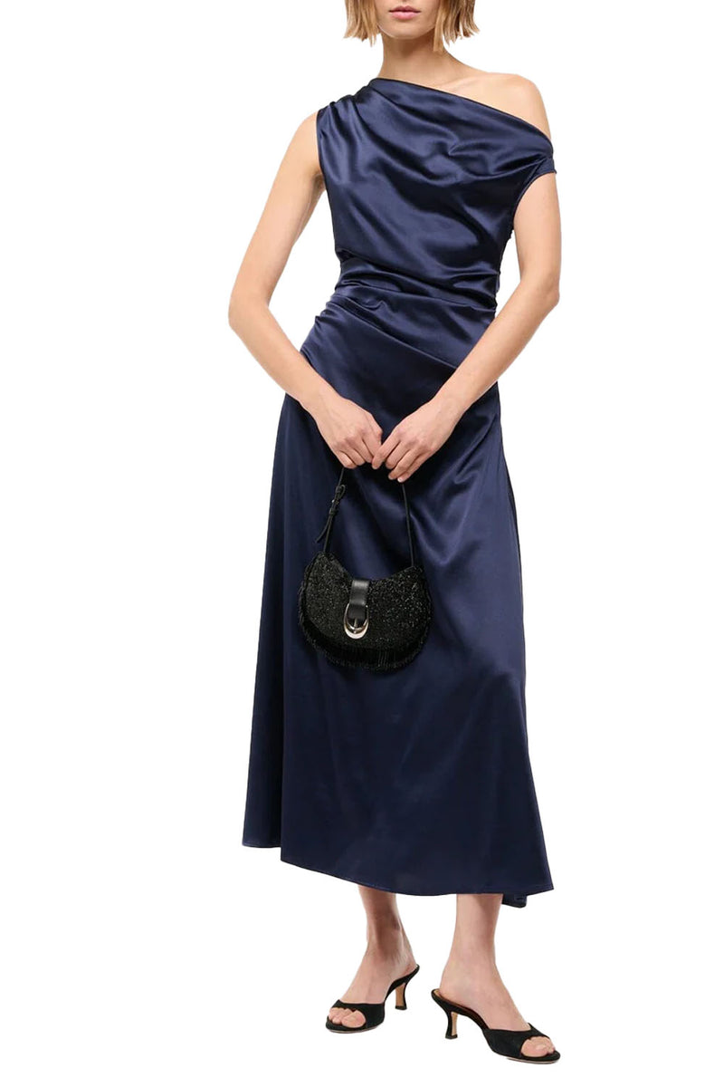 STAUD, Phare Silk Dress in Navy, Size 4