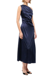 Phare Silk Dress in Navy