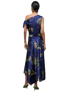 Portia Silk Dress in Tapestry Midnight