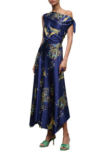 Portia Silk Dress in Tapestry Midnight