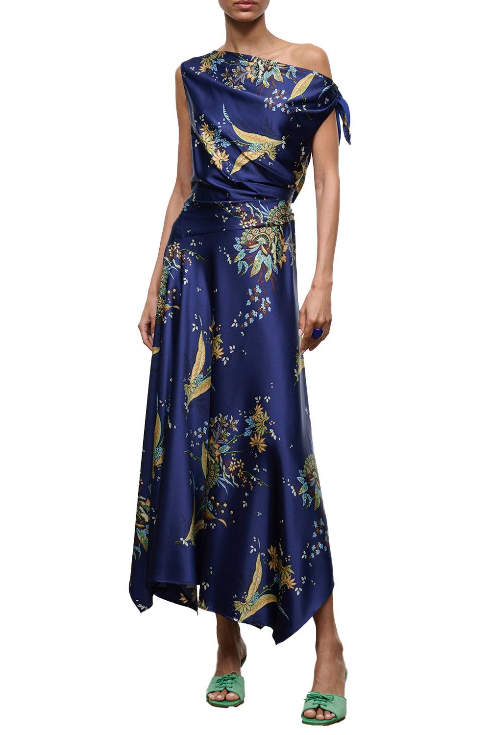Portia Silk Dress in Tapestry Midnight