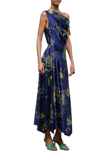 Portia Silk Dress in Tapestry Midnight