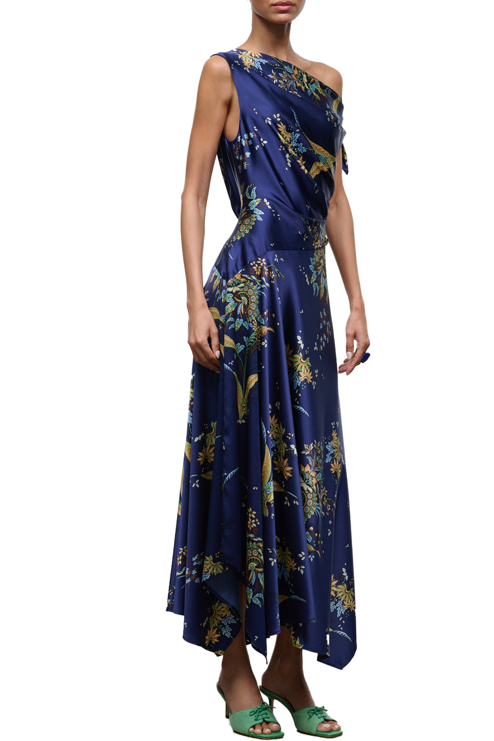Portia Silk Dress in Tapestry Midnight