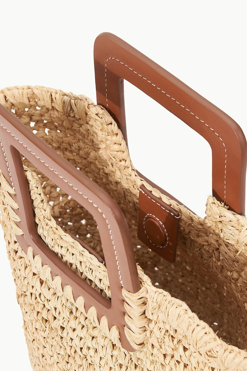 Shirley Raffia Mini Bucket in Natural Tan