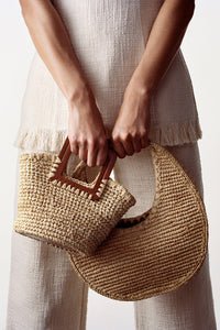 Shirley Raffia Mini Bucket in Natural Tan