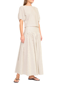 Procida Skirt in Ivory Dark Oak Micro Stripe