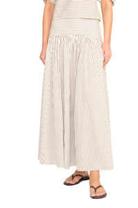 Procida Skirt in Ivory Dark Oak Micro Stripe