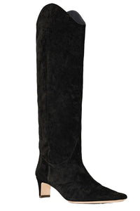 Western Wally in Black Suede