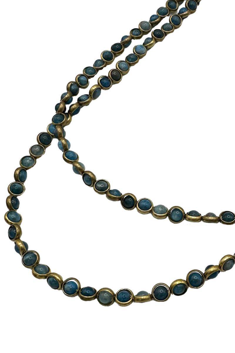 Gemstone Necklace with Gold Plated Rings in Opaque Apatite