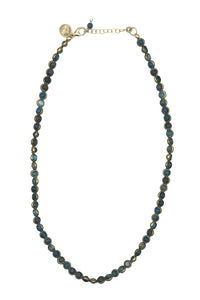Gemstone Necklace with Gold Plated Rings in Opaque Apatite