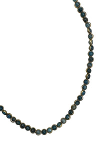 Gemstone Necklace with Gold Plated Rings in Opaque Apatite