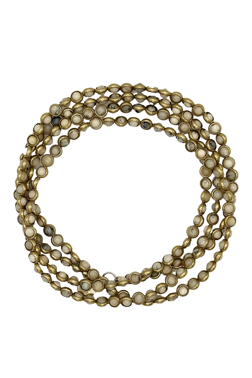 Gemstone Bracelet with Antique Gold Rings in African Opal