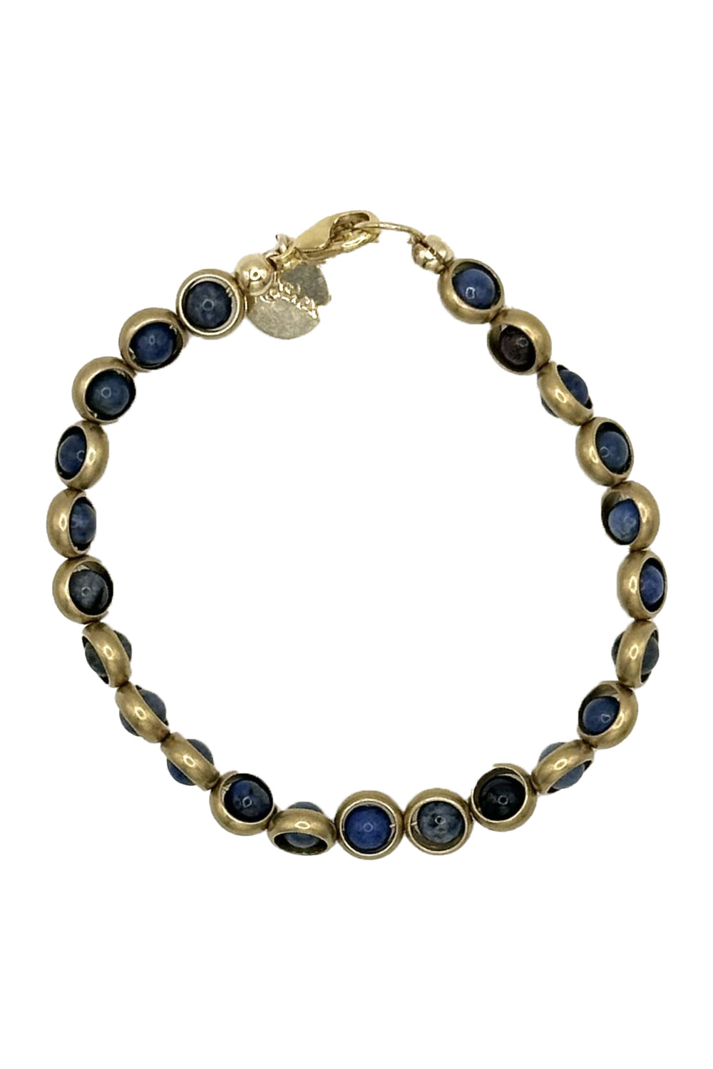 Gemstone Bracelet with Antique Gold Rings in Dumortierite